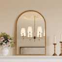 PERHOM 36"X24" Gold Arched Beaded Bathroom Mirror,Vintage Wall Decor