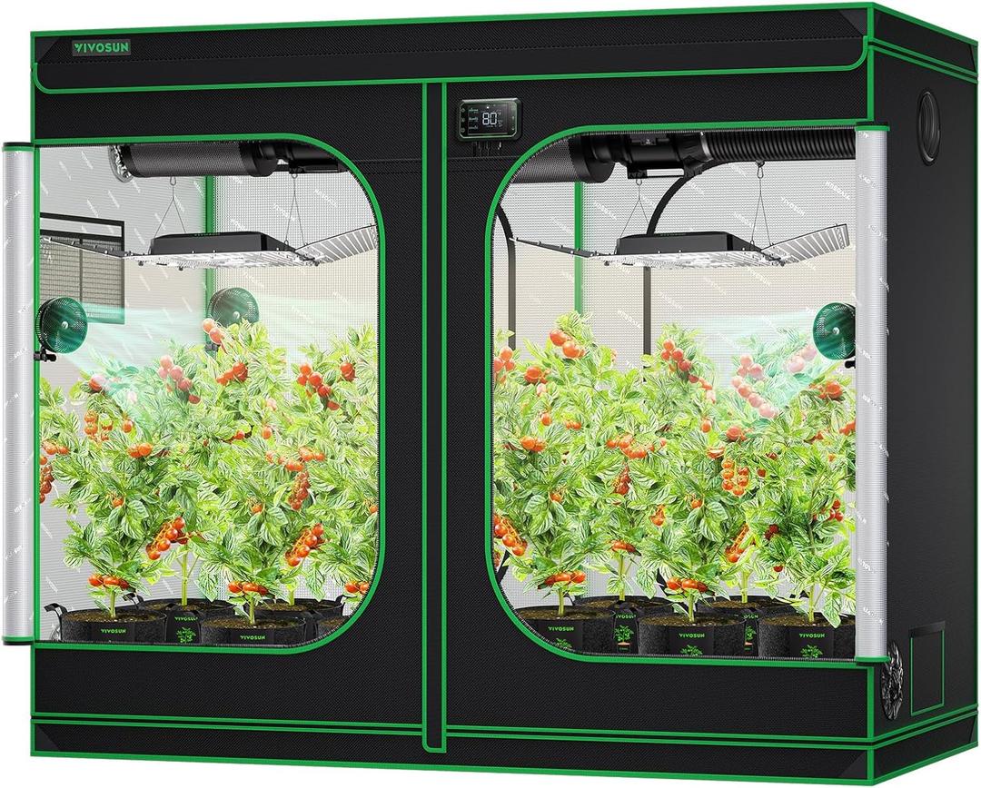 VIVOSUN S848 4x8 Grow Tent 96"x48"x80" High Reflective Mylar Tents with Observation Window and Floor Tray for Hydroponics Indoor Plant for VS4000/VSF4300