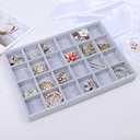 STYLIFING Jewelry Organizer Tray 24 Grids, Jewelry Display Case Stackable Velvet Jewelry Tray Ring Earring Necklace Storage Holder for Women, Grey