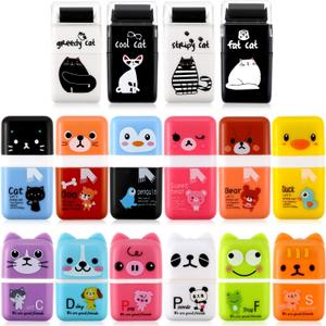 Outus 16 Pcs Roller Erasers Cute Pencil Erasers Animal Eraser with Roller for Easy Pick up and Removal, School Gift Supplies Animal Themed Fun Party Favor Christmas Gift Supplies (16 Piece Set)