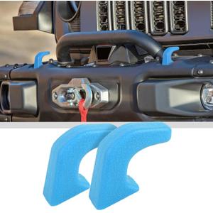 JWWY Bumper Tow Hook Covers Tow Trailer Hitch Receiver Cover Towing Hitch Rubber Sleeve Protector Cover Trim Fit for 2007-2025+Jeep Wrangler JL Gladiator JT 4XE JK Exterior Accessories 2pcs Light Blue