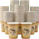 300 Pack 12oz Paper Coffee Cups, Hot/Cold Beverage 12oz Disposable Coffee Cups, Retro Design, Leak-Proof, Hot or Cold Drink, Cocoa, Chocolate, Coffee Bar Supplies