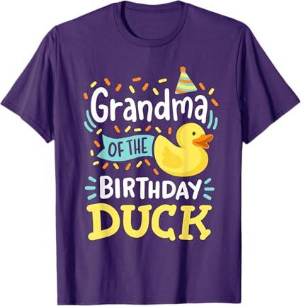 Grandma Of The Birthday Duck Boy Rubber Duck Bday Family T-Shirt (Small, Purple)