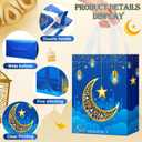 Locmeo 24 Pcs Eid Mubarak Reusable Gift Bags with Handles Non Woven Al Fitr Muslim Treat Bags Multifunctional Ramadan Mubarak Gift Bag for Party Supplies Gifts Wrapping(Royal Blue)