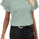 Ladies Short Sleeve Summer Basic Blouse Skin-Friendly Trendy Shirt Lightweight Breathable Tops Green L