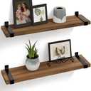 Gronda Wood Floating Shelves for Wall 24 Inch Rustic Natural Pine Shelf Industrial Shelving Wall Decor Storage Organizers Hanging Shelf for Bathroom Living Room Bedroom Kitchen Toilet, Set of 2