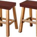 uxcell Bar Stool Cover Rectangle, Stretch Washable Saddle Counter Vanity Barstool Slipcover Seat Cushion Protector with Elastic Band for Wooden Metal Bench Chair(Light Brown, 2Pcs)