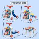 HYES 5 in 1 Baby Push Walker for Baby Boy, Activity Center Learning to Walk, Sit to Stand, Early Learning Push Toys for Infant 12 Months, Walking Toys Gift for Toddler Boys, Blue