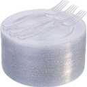 I00000 144Pcs Silver Glitter Dessert Plates Set, Includes 72Pcs Plastic Dessert Plates 7.5", 72Pcs Silver Forks 7.4", Plastic Salad Plates for Birthday, Wedding & Party