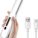 Gosect Cordless Hair Straightener, Mini Travel Flat Iron Rechargeable for Women, Portable Hair Straightener and Curler 2-in-1, Fast Heating, Adjustable Temp for On-The-Go Styling(White)