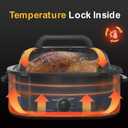 Sunvivi 28 Quart Electric Roaster Oven Turkey Roaster with Lid Electric Roasters with Removable Pan Large Roaster,Visible & Self-basting Lid, Fast Heating & Thaw/warming Setting,Dark Blue
