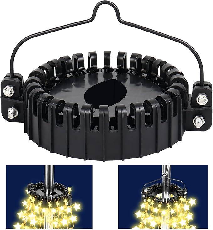 Christmas Tree Flag Pole Mega Topper Light Hook, 2in1 Flagpole Lights Hook Christmas Tree Light Kit for Hanging Strings & Xmas Patio Yard Party Decoration with Rope Hook