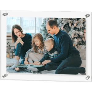 Clear Acrylic Wall Mount Picture Frame, Floating Acrylic Photo Frame, Picture Frame Panel for Degree Certificate, Home & Family (Square 8.5x12inch)