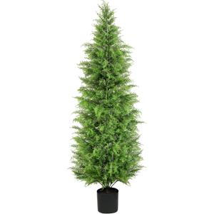 72" Artificial Cedar Topiary Tree One Set, 6FT SEVENLOVE Potted Cedar Tree Topiary Artificial Plant Shrub for Front Porch Home Office Decor (6FT)