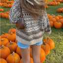 Floerns Women's Vintage Long Sleeve Sweaters Crewneck Retro Halloween Fall Outfit Pullover Tops (Beige, M)