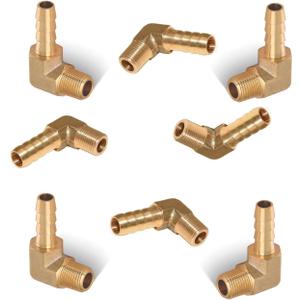 AOPANDA Brass Hose Fitting,90 Degree Elbow,1/4" Barb x 1/8 NPT Male Pipe Water/Fuel/Air(Pack of 8)