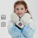 Kids Winter-Mittens Boys Girls Warm Snow Gloves Cold Weather Windproof Ski Mittens for Outdoor(for 6-12 Yrs) (Beige)