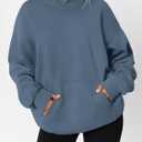 WYNNQUE Hoodies for Women Oversized Sweatshirts Fall Fashion Outfits 2026 Casual Sweaters Tops Fleece Workout Winter Clothes (Medium, Greyblue)
