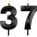 37 Birthday Candles 37th Birthday Candle Black 73rd Candles for Cake 37th Birthday Decorations for Her Him 37 Birthday Cake Topper Velas De Cumpleaos 37 Birthday Decor Wedding Anniversary Numeral