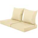 Comcaver Outdoor Cushions for Patio Furniture, Fade Resistant Waterproof Deep Seat and Backrest Cushion Set for Chair Couch Swing, 24x24 Inch, Beige, Set of 2