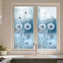 2 x IVN Privacy Window Film Stained Glass Window Cling White Dandelion Design Decorative Static Cling Glass Film for Bathroom Kitchen Door Panel 17.7 x 39.3 Inch