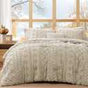WRENSONGE King Size Comforter Set with Sheets - 7 Pieces Beige Tufted Bed in a Bag King Shabby Chic Bedding Sets with 1 Comforter, 2 Sheets, 2 Pillowcases & 2 Shams