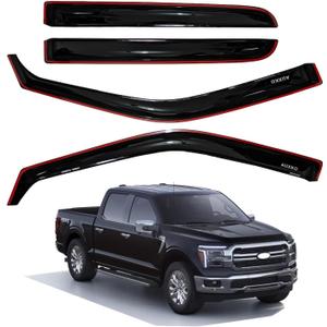 AUXKO in-Channel Window Rain Guards for 2015-2026 Ford F-150 SuperCrew | 2017-2026 F-150 Raptor F-250 F-350 F-450 F-550 Supercrew Shatterproof, Easy Install, Extra Durable, Fits Great, High Quality