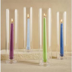 Hurricane Candle Holder Thickened Cylinder Covers Short Taper Candle Sticks Holder 2.5" D 11" H Glass Tall Candlesticks Holders Centerpiece for Wedding Dining Table, 4 Pcs