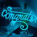Congrats Neon Sign, Class of 2025 Light Up Sign for Wall Decor, Blue Plug-in Neon Congratulations Sign, Personalized Grad Neon Light Backdrop for Graduation, University Grad Neon Decor