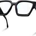 livho Oversized Eyewear Frame for Women and Men - Rectangle Fashion Glasses for Computer, Chic Preppy Frame (All Black)