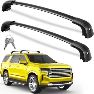 Wonderdriver Lockable Roof Rack Cross Bars 330lbs Compatible with Chevy Suburban & Tahoe 2021 2022 2023 2024 2025 2026 GMC Yukon XL, Cadillac Escalade ESV, Heavy Duty Aluminum Crossbars Black Luggage