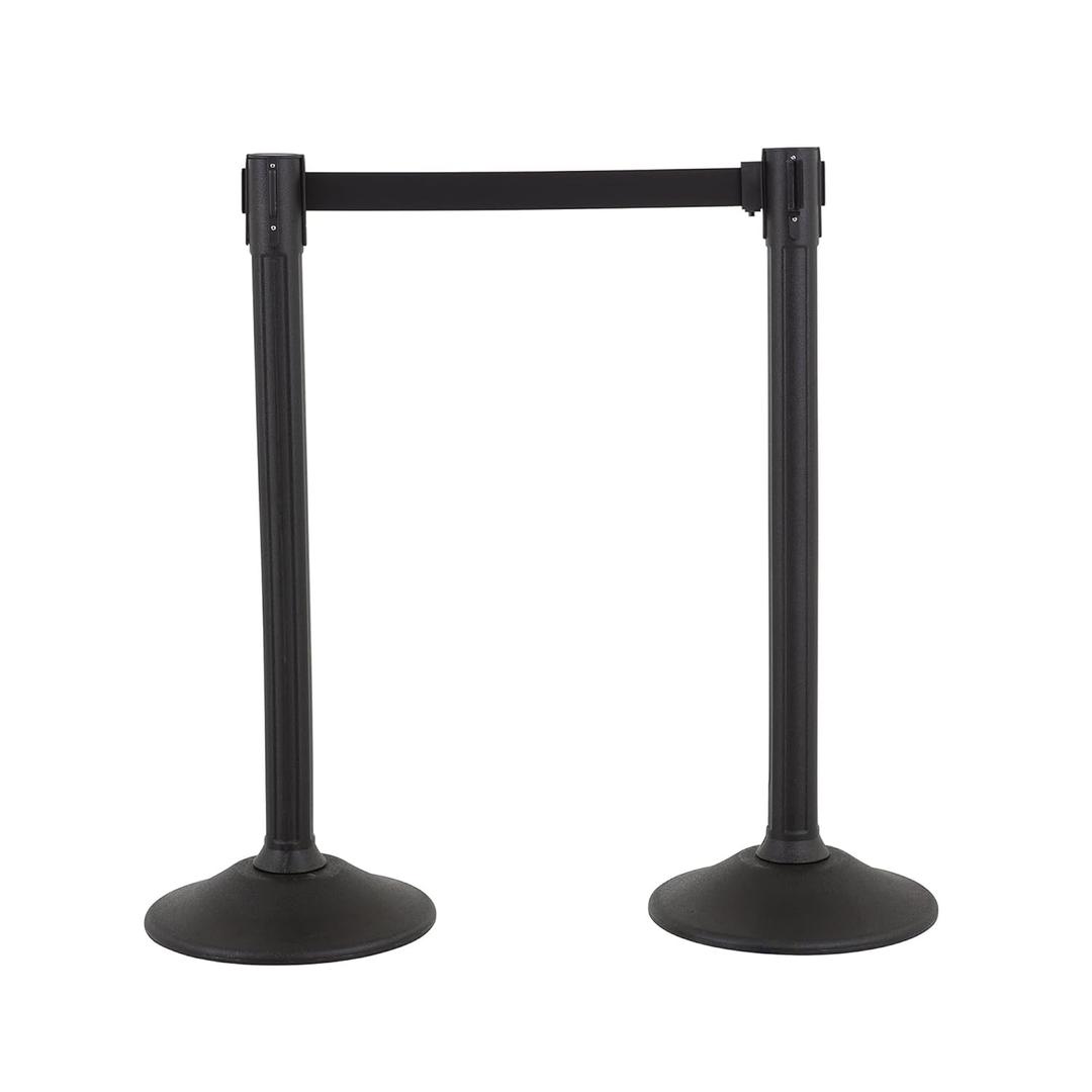 US Weight Sentry Stanchion with Retractable Belt, Easy Connect Assembly, Black, 6.5' Belt (2 Pack)
