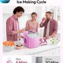 EUHOMY Countertop Ice Maker Machine with Handle, 26lbs in 24Hrs, 9 Ice Cubes Ready in 6 Mins, Auto-Cleaning Portable Ice Maker with Basket and Scoop, for Home/Kitchen/Camping/RV. (Pink)