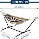 Double Hammock with Steel Stand - 2 Person Hammock Bed Indoor Outdoor, Brazilian-Style, with Carry Bag, 450lb Capacity, Portable & Easy Assembly, Coffee
