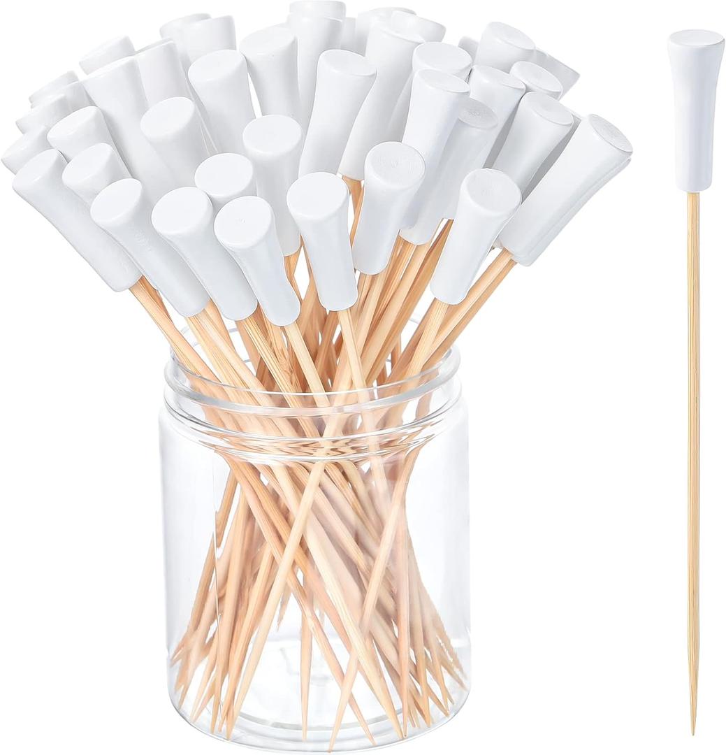 Meanplan 200 Pcs Golf Tee Toothpicks for Appetizers Masters Hole in One Party Golf Themed Tee Skewers Bamboo Cocktail Picks for Sandwich Fruit Catered Events Buffet Supplies, White (5.91 Inches)