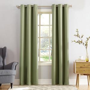 Sun Zero Easton Energy Saving Blackout Grommet Curtain Panel, 40" x 95", Sage Green