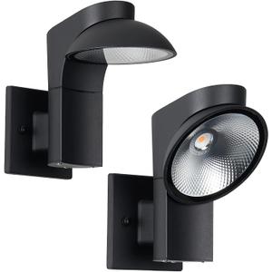 LED Outdoor Wall Light,Lamp Head 350  Angle Adjustment, 120-277V Dimmable, 1200LM3000K, IP65 Waterproof for Outdoor Light Fixture, forFront Door Porch Garage Entryway, 2-Pack