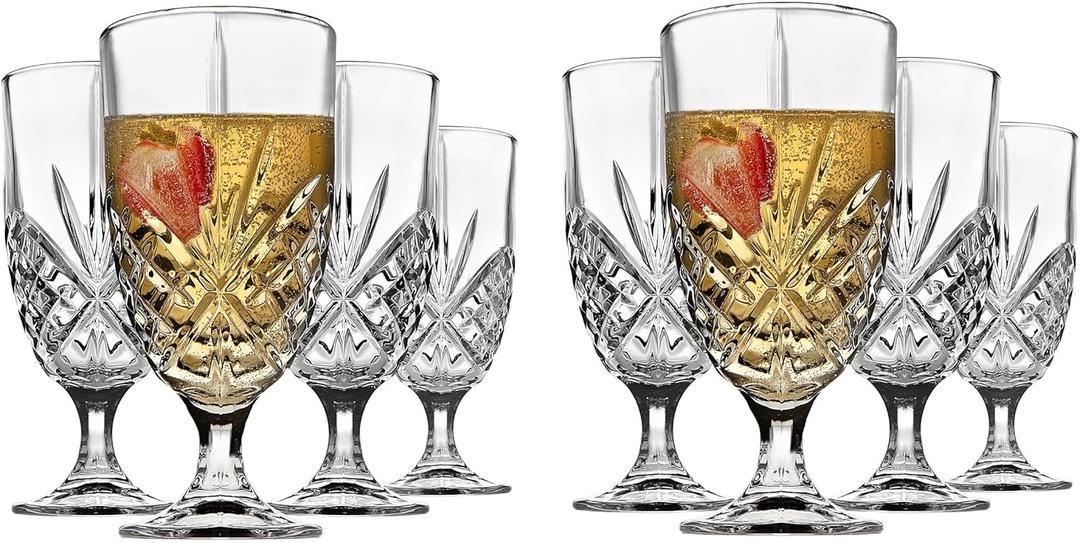 Godinger Iced Beverage Glasses, Stemmed Crystal Glass Drinking Glasses - Dublin Collection, 16oz, Set of 8