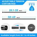 4 Pack Black Spring Tension Curtain Rods 28-48 Inches, Spring Loaded Curtain Rods No Drilling, Adjustable Small Tension Rod for Windows Bedroom Bathroom Kitchen Doorway Closet