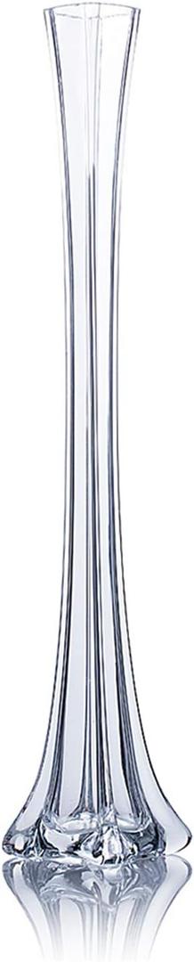 WGV Eiffel Tower Vase, Open 1", Height 20", (Multiple Sizes Choices) Clear Glass Floral Container with Sturdy Base, Flower Centerpiece for Wedding Event Home Decor, Arts Crafts, 1 Piece