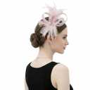 Fascinators Hats for Women, Derby Fascinator Headband, Lightweight Tea Party Hat, 2-in-1 Clip, Cocktail Wedding (Pink)