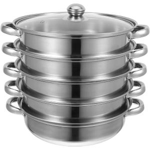 YARNOW 5-Tier Stainless Steel Steamer Pot - Multipurpose Food Steamer, Dishwasher Safe - 28cm