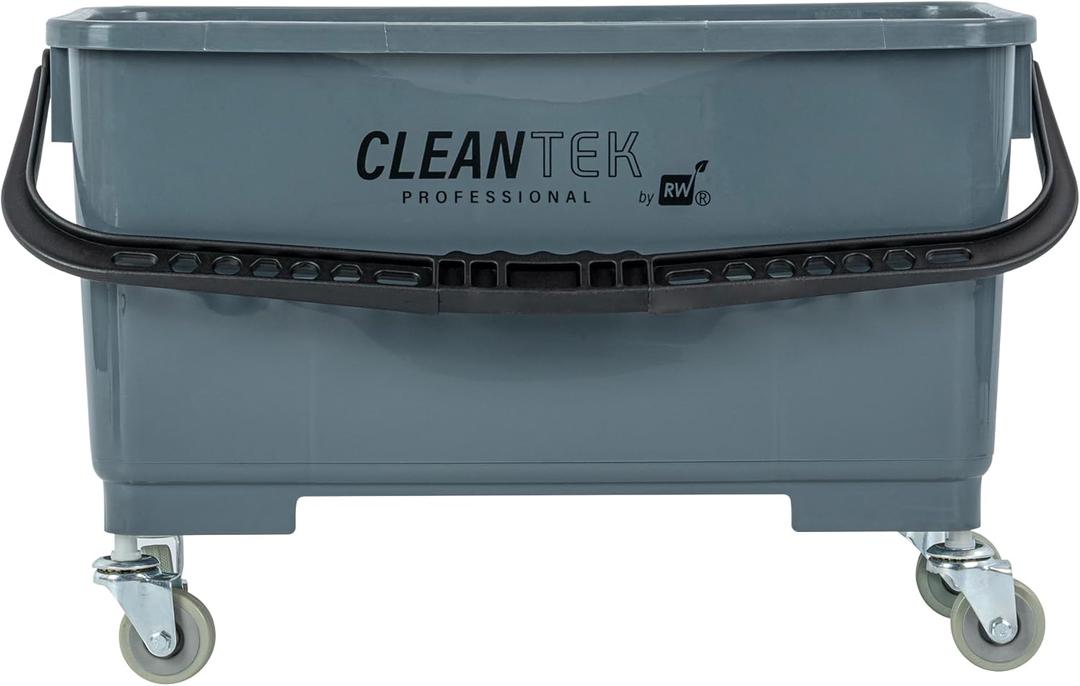 Restaurantware-Clean Tek Professional 25 Quart Cleaning Bucket, 1 Bucket With Wheels - Heavy-Duty, Comfortable Handle, Gray Plastic Pail, Portable, For Restaurant, Home, School, Office, And More
