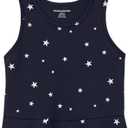 Amazon Essentials Girls and Toddlers' Knit Sleeveless Tank Play Dress, Pack of 2 (X-Large, Aqua Blue/Navy Stars)