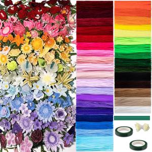 Peryiter 3600 Pcs 12 Inch Craft Pipe Cleaners Fluffy Chenille Stems Bulk with 50 Flower Stems 4 Tape and 350 Stamens for DIY Art Projects Creative Gift Wrapping Party Decorations (36 Colors)