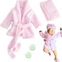 Jastore Newborn Photography Props Bathrobe Outfits Girl Baby Photo Prop Outfit Bathrobe Baby Photoshoot Props Robe (Pink, 0-1 Month)