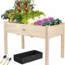 48x24x30in Raised Garden Bed,Elevated Wooden Horticulture Planter Box with Legs Standing Growing Bed for Backyard/Patio/Gardener,210lb Capacity-Natural