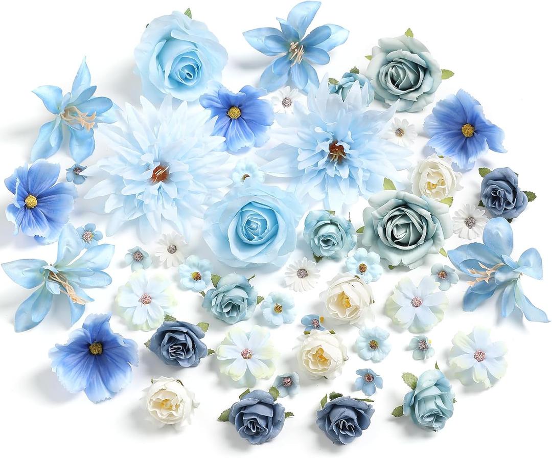 YYHUAWU Fake Flower Heads Mini Blue Artificial Flower Faux Dahlia Rose Flowers Multicolor Silk Daisy Flower Heads for Craft Garland Wedding Bridal Baby Shower Home Party Decoration DIY Cake Decor YYHUAWU Fake Flower Heads Mini Blue Artificial Flower Faux Dahlia Rose Flowers Multicolor Silk Daisy Flower Heads for Craft Garland Wedding Bridal Baby Shower Home Party Decoration DIY Cake Decor