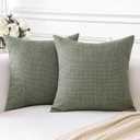 OTOSTAR Linen Throw Pillow Covers Set of 2 Decorative Square Pillowcases Cushion Covers 26x26 Inch for Home Decor Sofa Bedroom Car 65 x 65 CM Olive Green