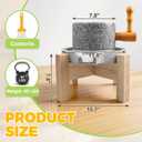Natural Stone Grain Mill, Manual Granite stone grinder with Wooden Base, 11.75"L x 7.79"W x 7.76"H